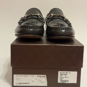 Gucci 1953 Horsebit Loafers Grey Piombo Patent Leather Men’s 10
